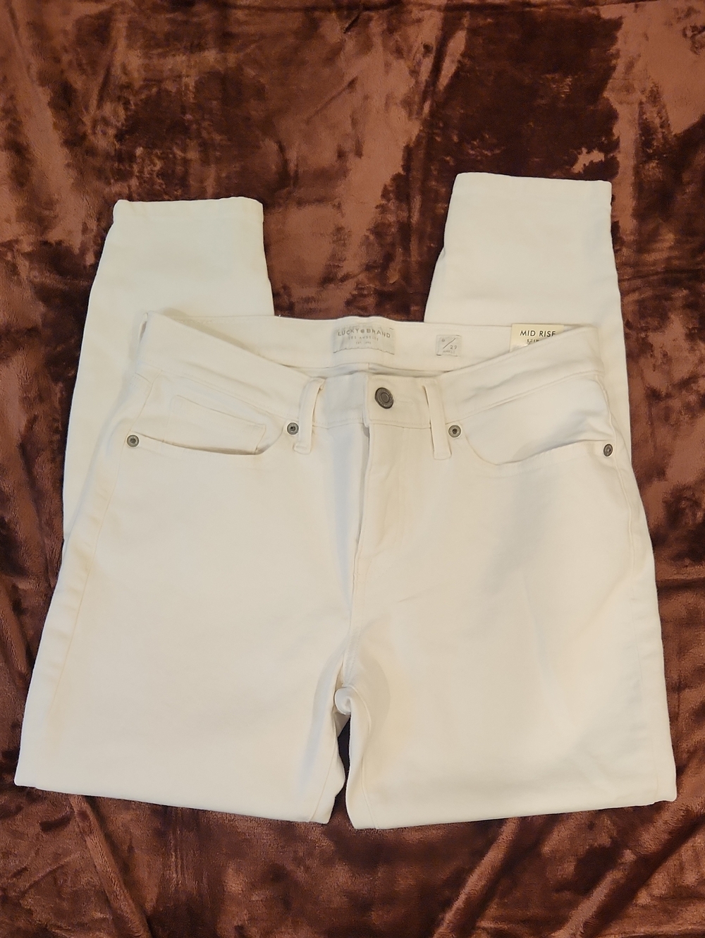 NWT Lucky Brand Ava Mid Rise Skinny Ankle Jeans White Size 8/29